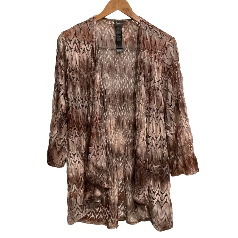Chico's Travelers Collection Metallic Open‎ Cardigan